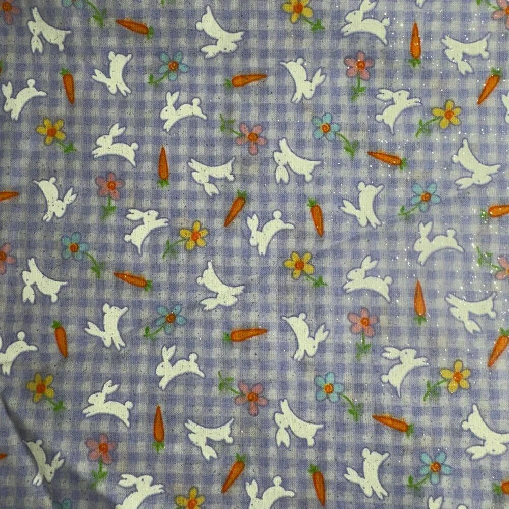 Easter Bunny Check Purple Floral Carrots 53
